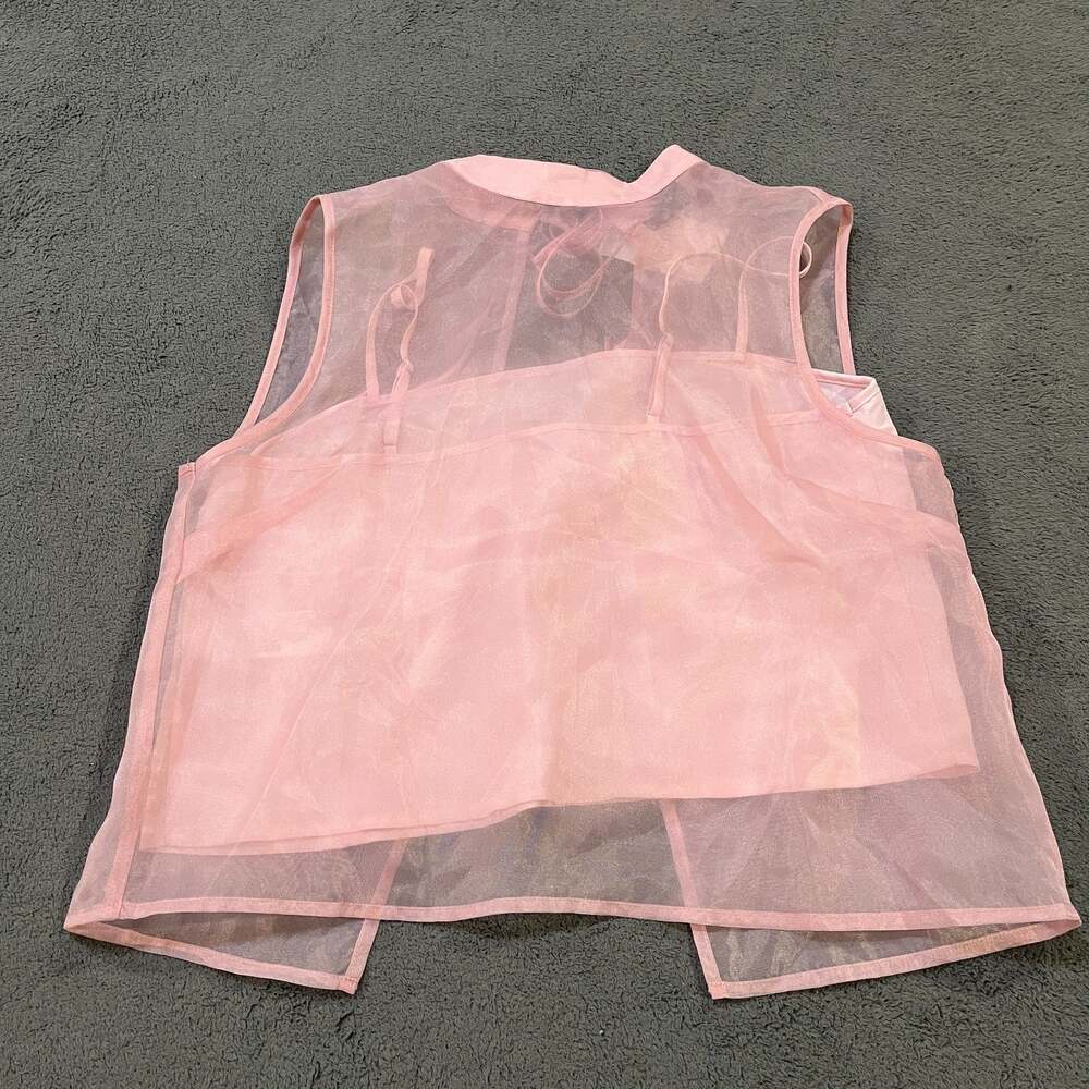 Forever 21 Pink Sheer Organza Tie Back Top Cami Set Women's Small NWT